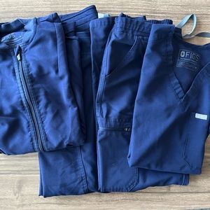 FIGS scrub set - 2 pants, one top, one jacket